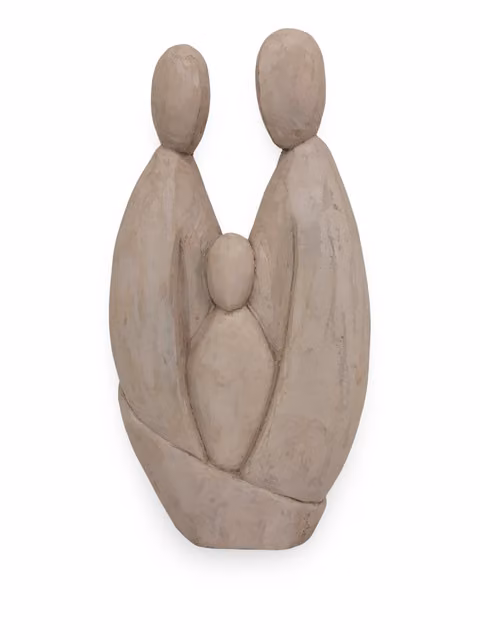 North Interiors Unity Nest Minimalist Ceramic Sculpture in White and Beige