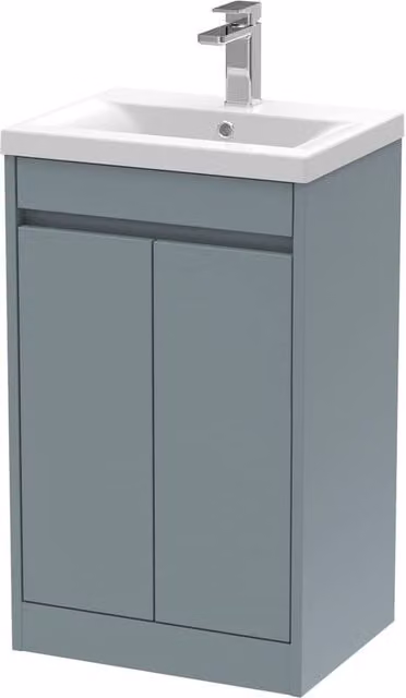 Balterley Chartley 2 Door Freestanding Bathroom Vanity Unit with Mid Edge Basin, Coastal Grey, W/D/H: 52 x 39.5 x 83.5 cm
