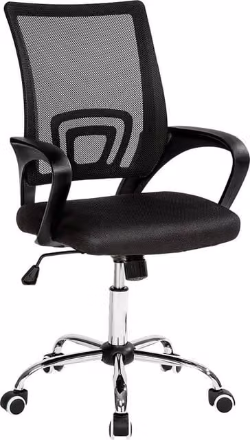 tectake Marius Office Task Chair in Black with Armrests and 360 Degree Swivel – 1