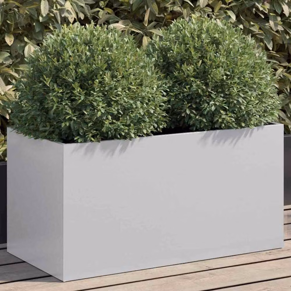 Berkfield Home Silver Galvanised Steel Planter Tub, W: 62 cm, D: 30 cm, H: 29 cm – 2