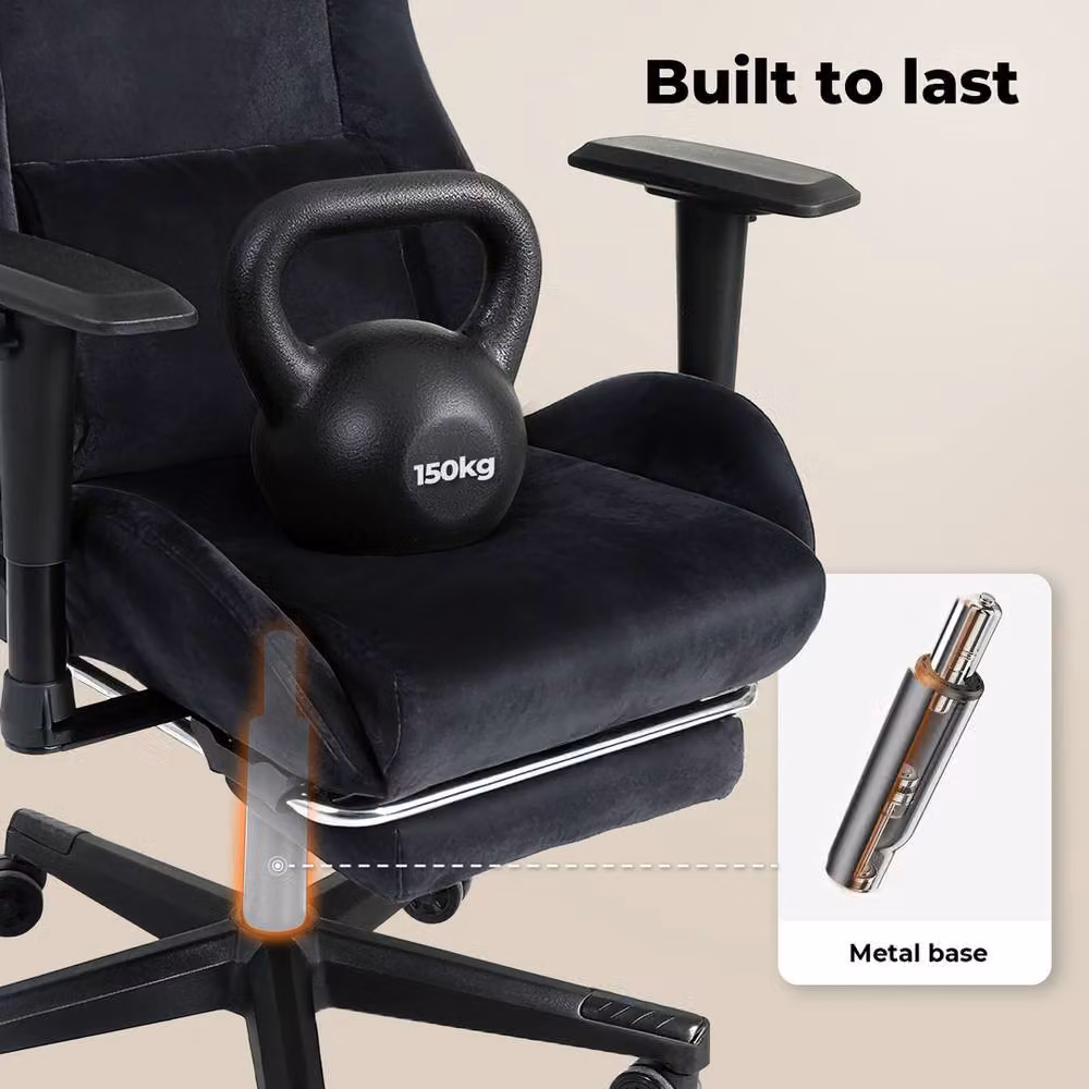 VOGREX Black Microfibre Reclining Gaming and Office Chair with Footrest and Headrest – 3
