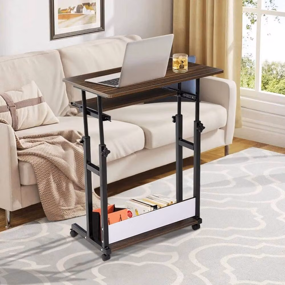 FORGEVIO Dark Oak Adjustable Mobile Computer Stand and Laptop Desk in Dark Brown – 4