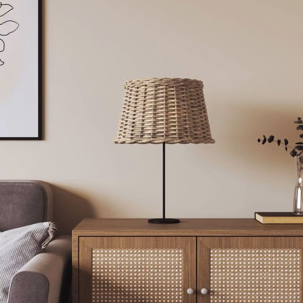 Berkfield Home Brown and Beige Rattan Cone Lamp Shade W/D/H: 45 x 28 cm – 2
