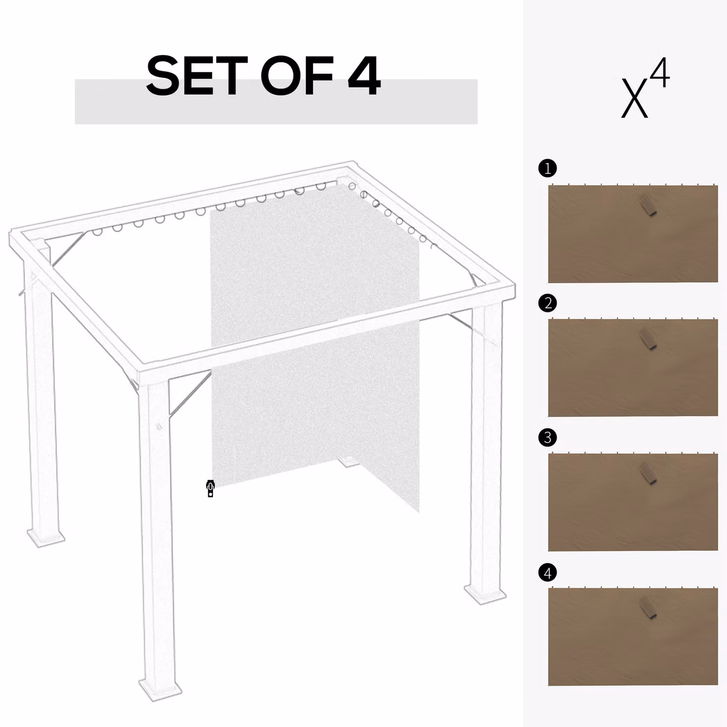 Outsunny Set of Four Polyester Gazebo Replacement Walls in Dark Brown for 3 x 4m Gazebos – 4