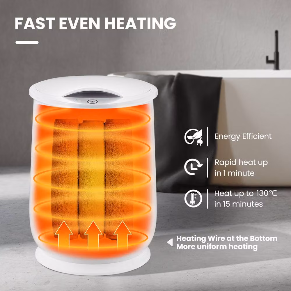 Gymax 21L Towel Warmer Bucket with Flip-top Lid, White – 4