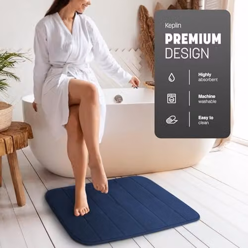 Keplin Memory Foam Bath Mat, Blue, W: 50 cm, D: 60 cm – 4