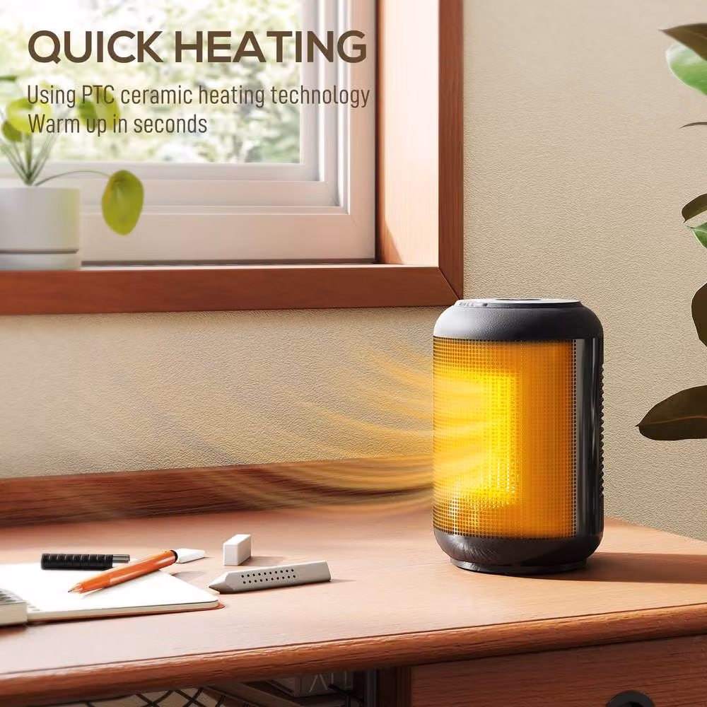 HOMCOM 1500W Ceramic Electric Fan Space Heater with Overheat and Tilt Protection, Black – 4