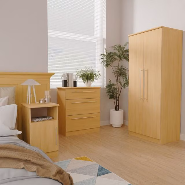 Sherwood Modern 3 Piece Bedroom Set in Matt Oak Brown