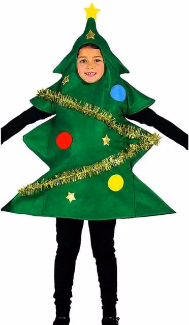 Fiestas Guirca Childrens Christmas Tree Costume in Green and Multicolour
