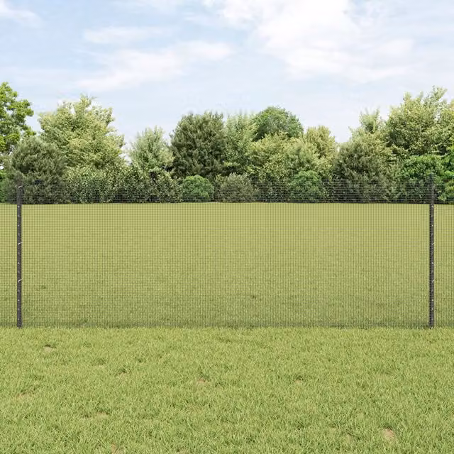 Berkfield Home Grey Steel Welded Wire Fence with 22 U-Profile In-Ground Posts, 0.8 x 50 m