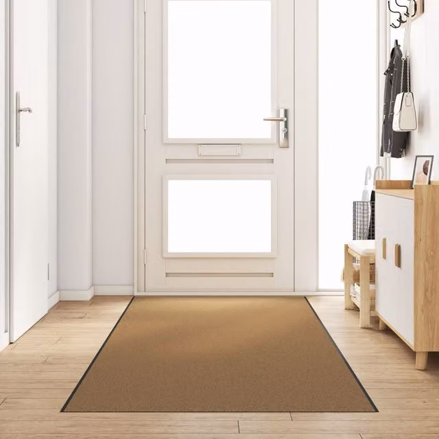 Berkfield Home Non-Slip Polyamide Doormat in Beige and Black, W/D/H: 120 x 40 x 0.9 cm