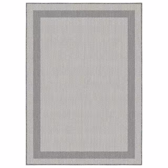 THE RUGS Reversible Duo Weave Outdoor Rug in Silver Bordered Design, W: 200 cm, D: 290 cm – 2