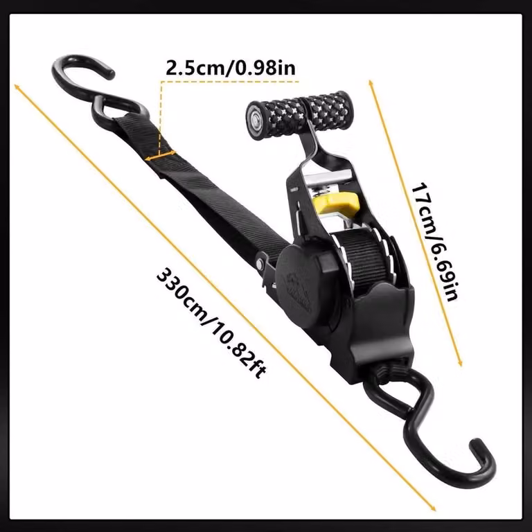 EONLION 2-Pack Heavy Duty Retractable Auto Ratchet Tie Down Straps in Black