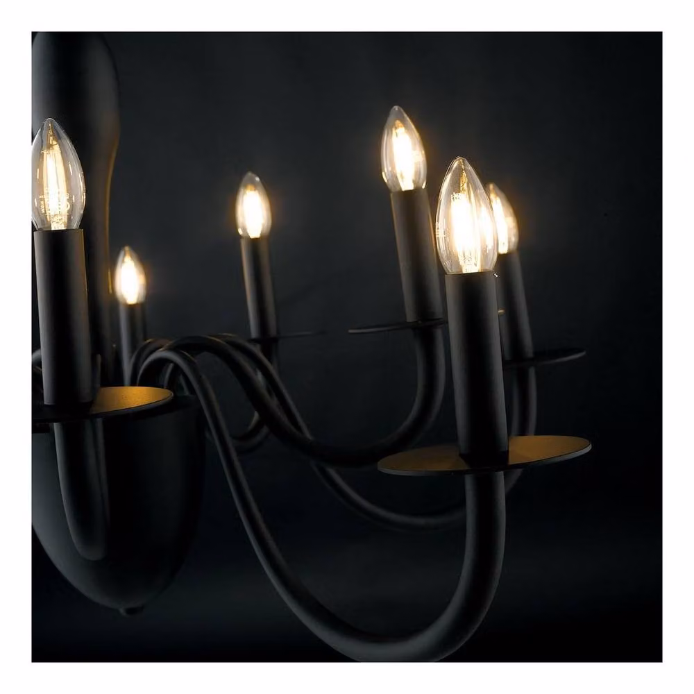 Netlighting ARMSTRONG 10 Light Modern Metal Chandelier in Black, W: 92 cm, D: 53 cm – 2