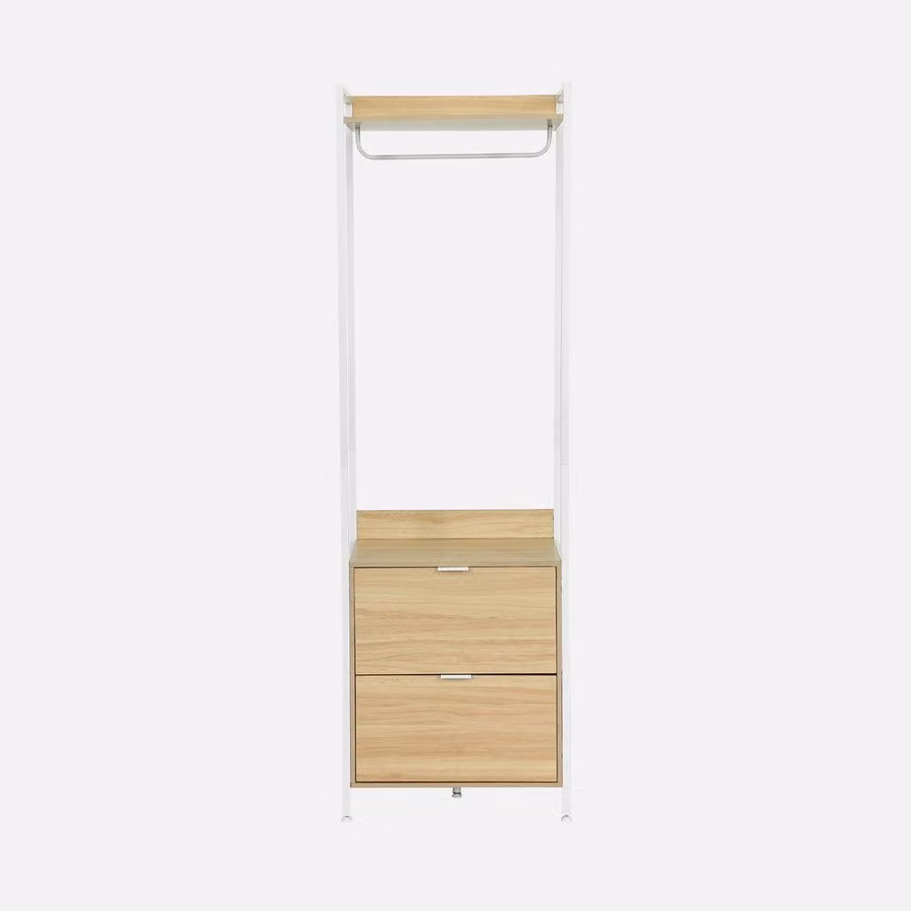 sweeek Modern White Wardrobe Module with 2 Drawers and 1 Shelf, H 190 x W 60 x D 48 cm – 2
