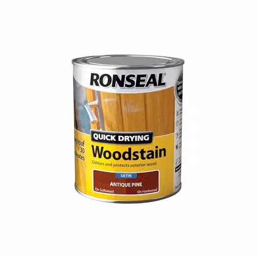 Ronseal Quick Drying Woodstain Satin Antique Pine Brown 0.75 l