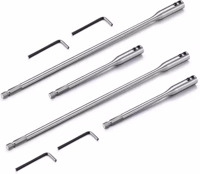 OKODOKO 4-Piece High-Carbon Steel Drill Bit Extension Set in Silver