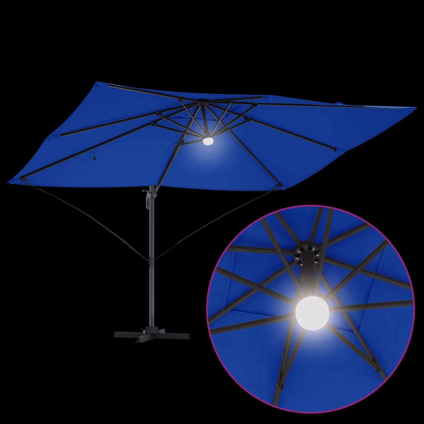 Berkfield Home Azure Blue Cantilever Garden Umbrella with Polyester Canopy – 5