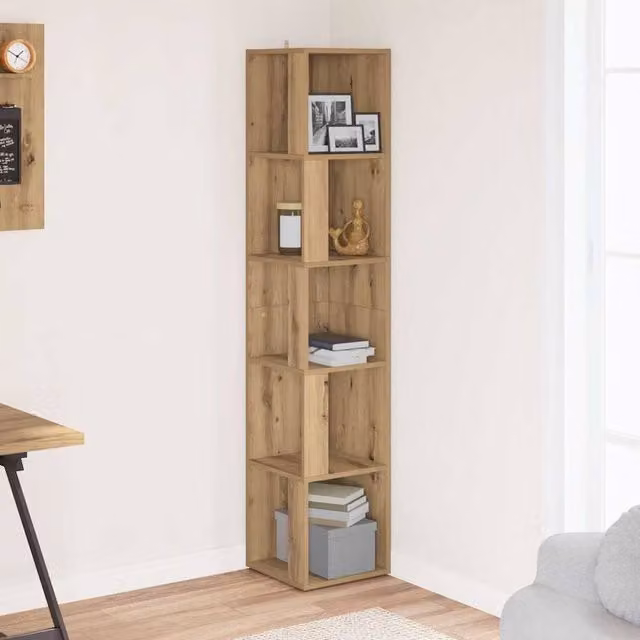Berkfield Home Classic Corner Cabinet in Artisan Oak, Brown, W/D/H: 33 x 33 x 165 cm