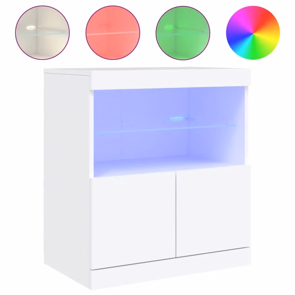 Berkfield Home Modern White Sideboard with Integrated LED Lights, W/D/H: 60 x 37 x 67 cm – 2