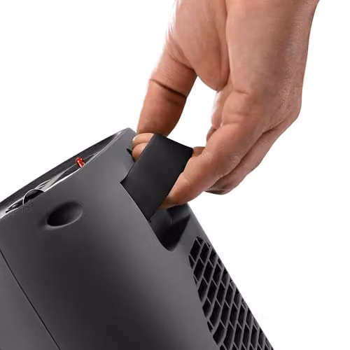 De'Longhi Capsule Twist 2kW Ceramic Fan Heater with Remote Control and Timer in Black or Grey – 2