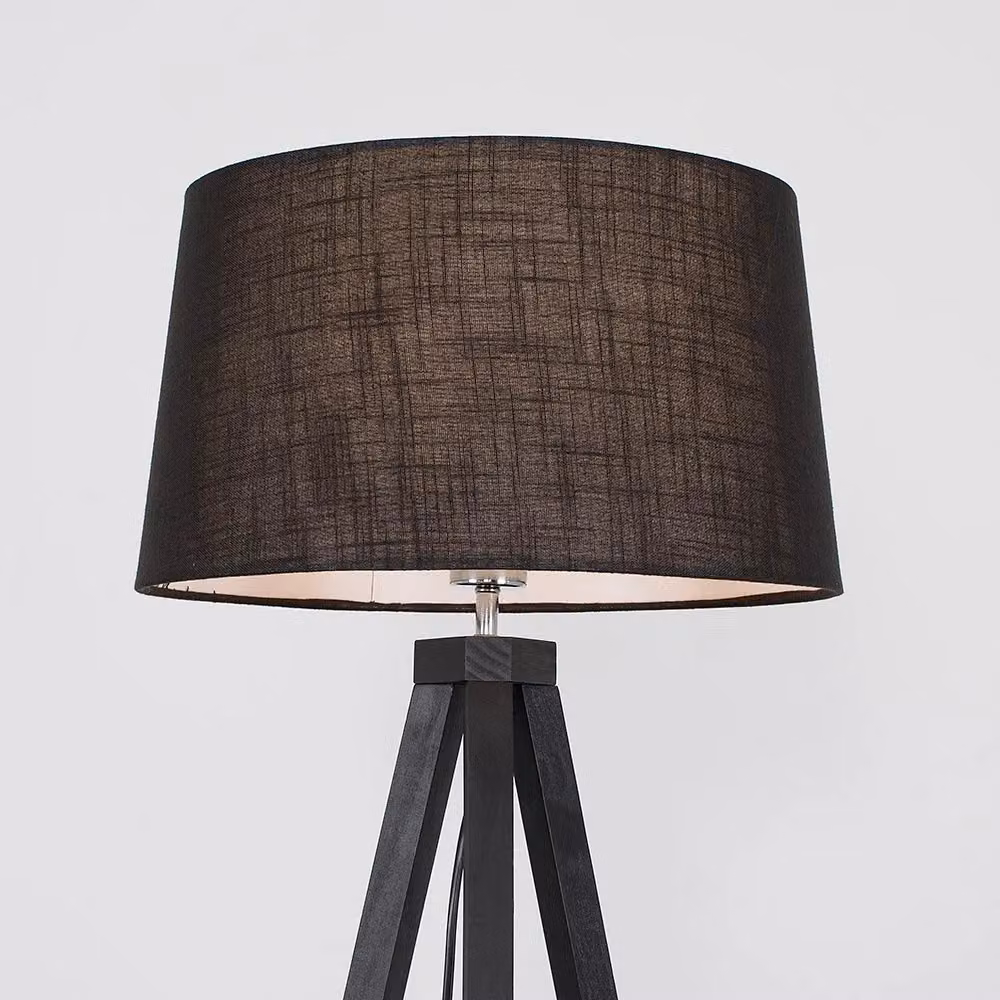 ValueLights Barbro Black Wood Tripod Floor Lamp with Fabric Shade, Height: 130 cm – 2