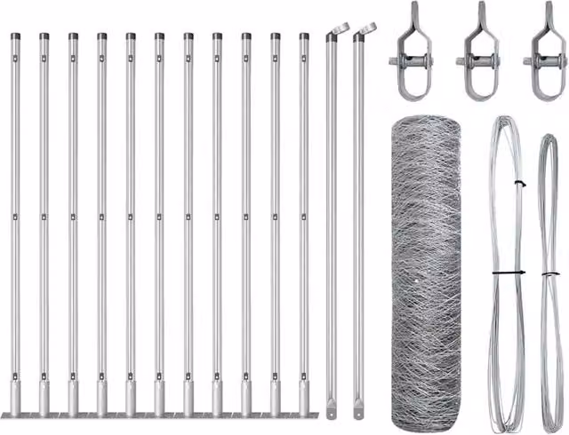 Berkfield Home Galvanised Steel Wire Mesh Fencing Set of 2, Silver, W: 25 m, H: 0.5 m