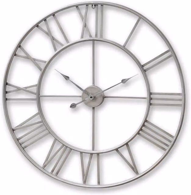 Love Lace Silver Metal Round Skeleton Wall Clock