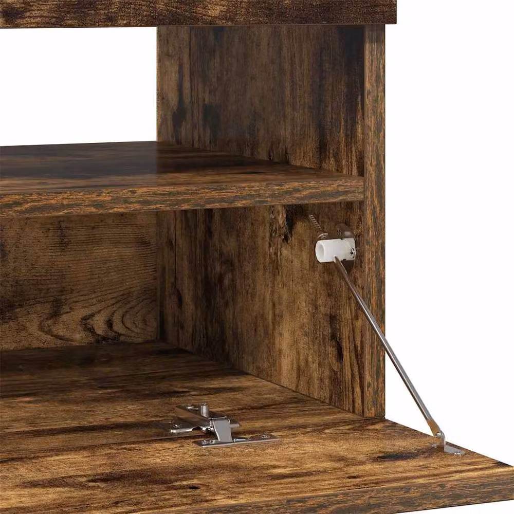 Berkfield Home TV Cabinet with LED Lights in Smoked Oak Brown, W/D/H: 80 x 35 x 40 cm – 5