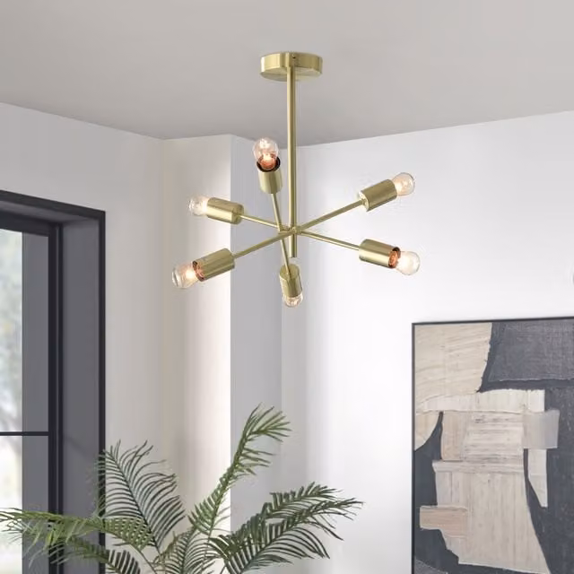 FurnitureboxUK Lola Modern Sputnik Chandelier Ceiling Light in Brass