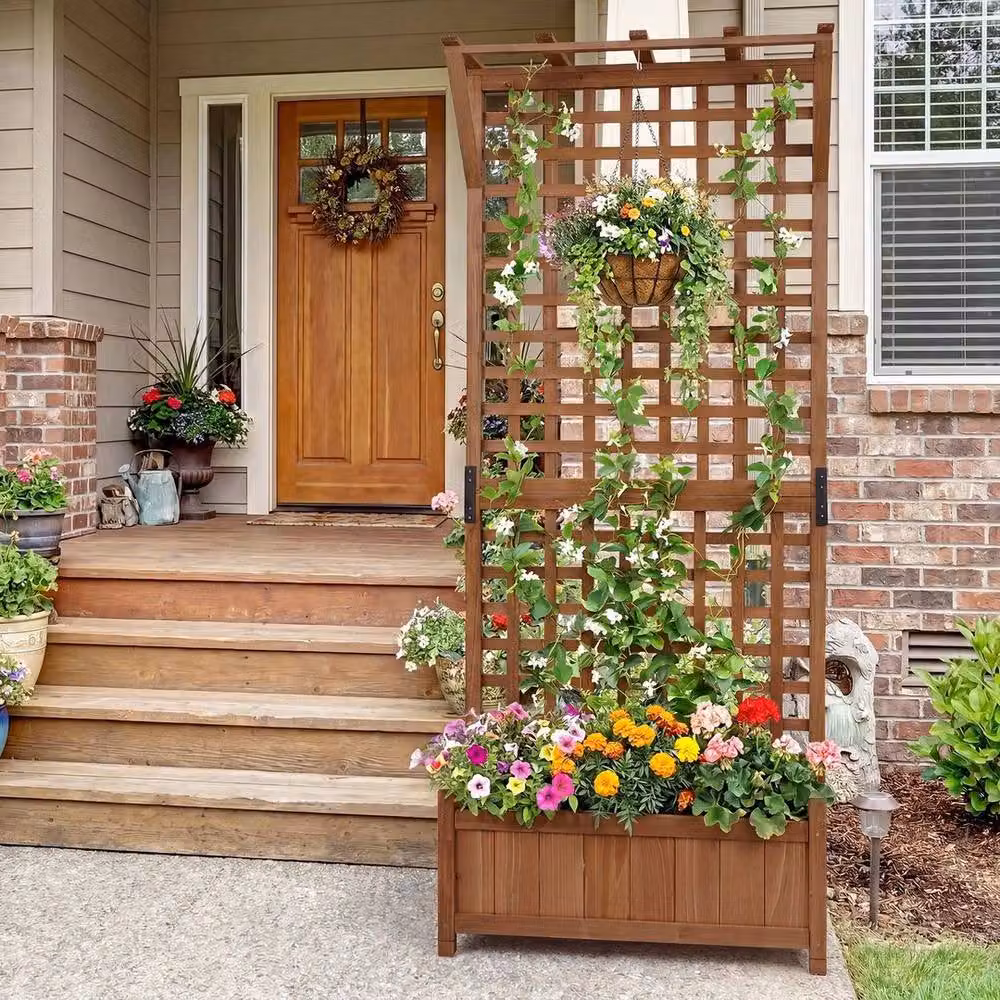 Kelvenix Brown Wooden Vertical Raised Planter, Height: 181 cm – 3