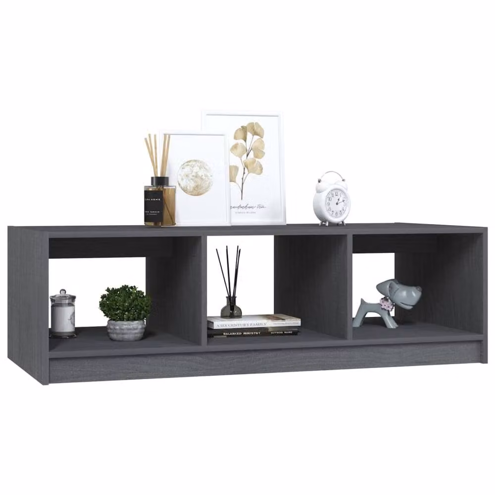 Berkfield Home Modern Grey Rectangular Coffee Table in Solid Pinewood, W/D/H: 110 x 50 x 34 cm – 3
