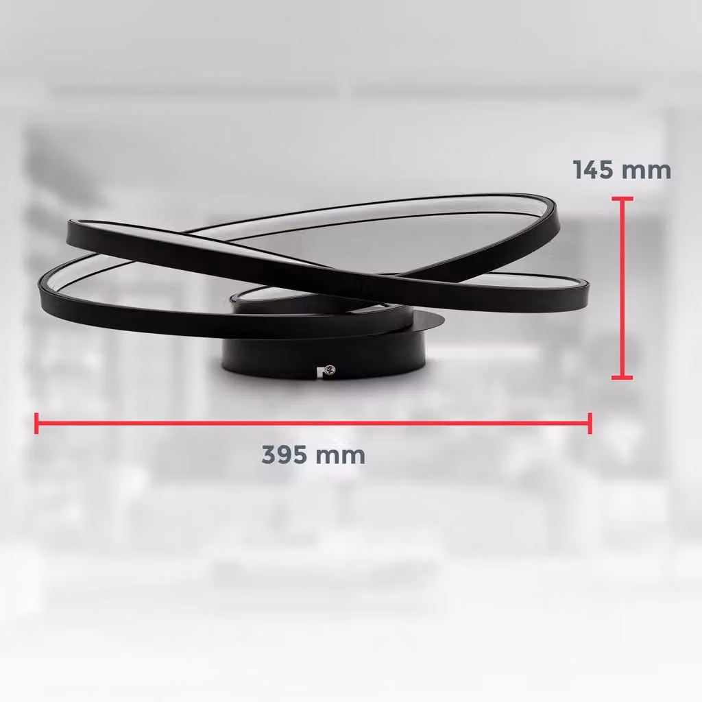 B.K.Licht Modern Black LED Ring Ceiling Light with Warm White Illumination – 5