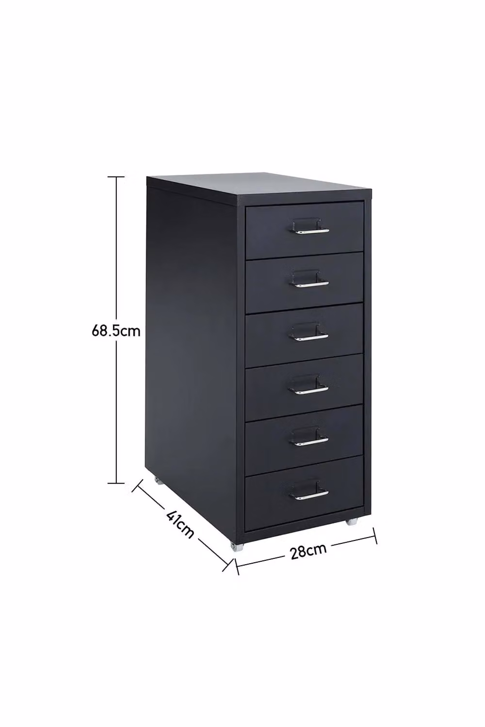 Living and Home 6 Drawer Vertical Metal File Cabinet with Wheels in Black – 3