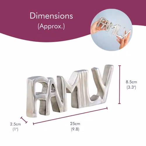 Paper High Reclaimed Metal Family Sign in Silver, W: 25 cm, H: 8.5 cm – 4