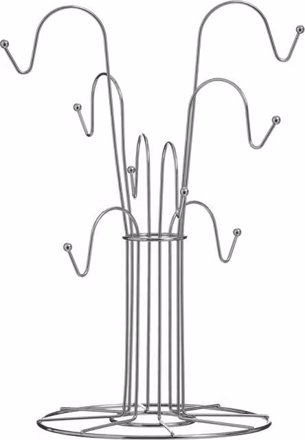 Orsina Chrome 8 Cup Mug Tree, Silver Metal Wire Stand