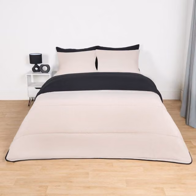 OHS 10.5 Tog Hollow Fibre Coverless Duvet and Pillowcase Set in Beige/Brown, King Size