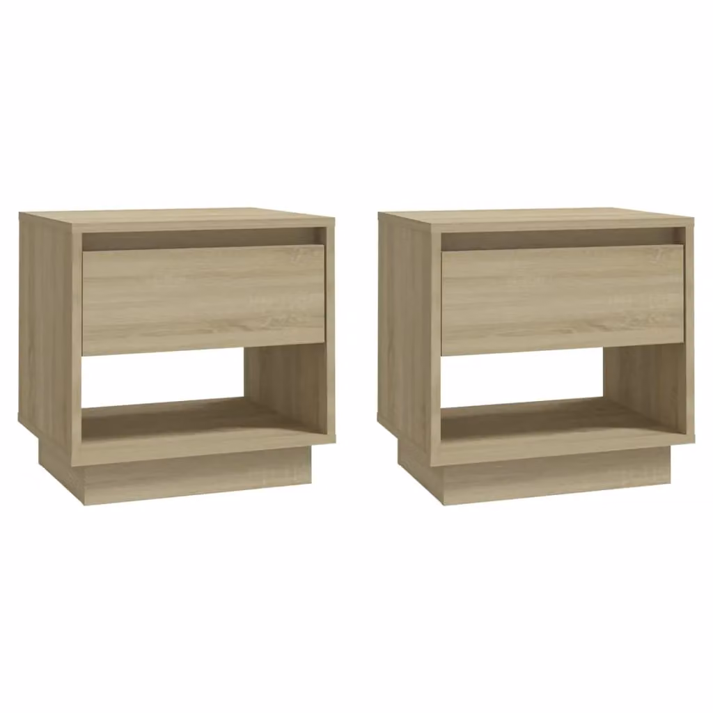 Berkfield Home Set of 2 Sonoma Oak Bedside Cabinets in Beige, W/D/H: 45 x 34 x 44 cm – 2