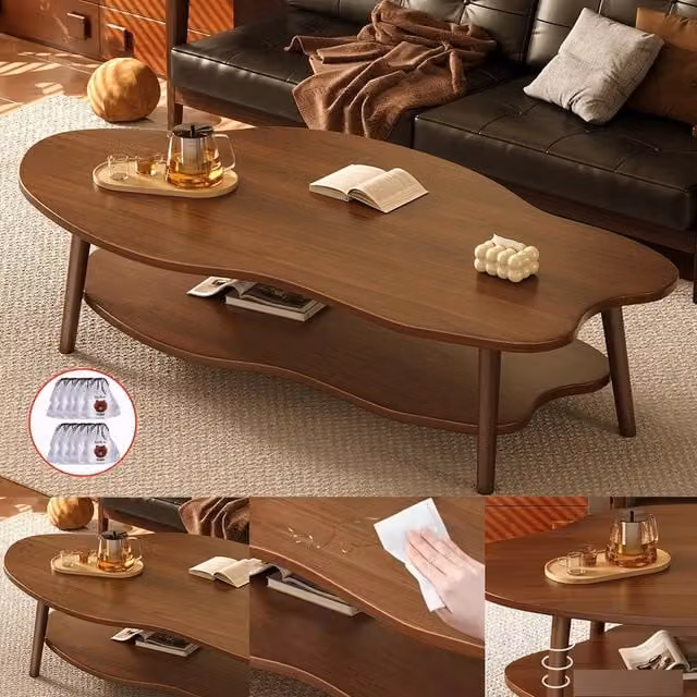 SPETLEK Modern 2-Layer Cloud Coffee Table in Brown