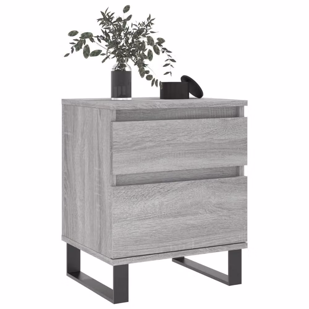 Berkfield Home Set of 2 Grey Sonoma Bedside Cabinets in Engineered Wood, W/D/H: 40 x 35 x 50 cm – 2