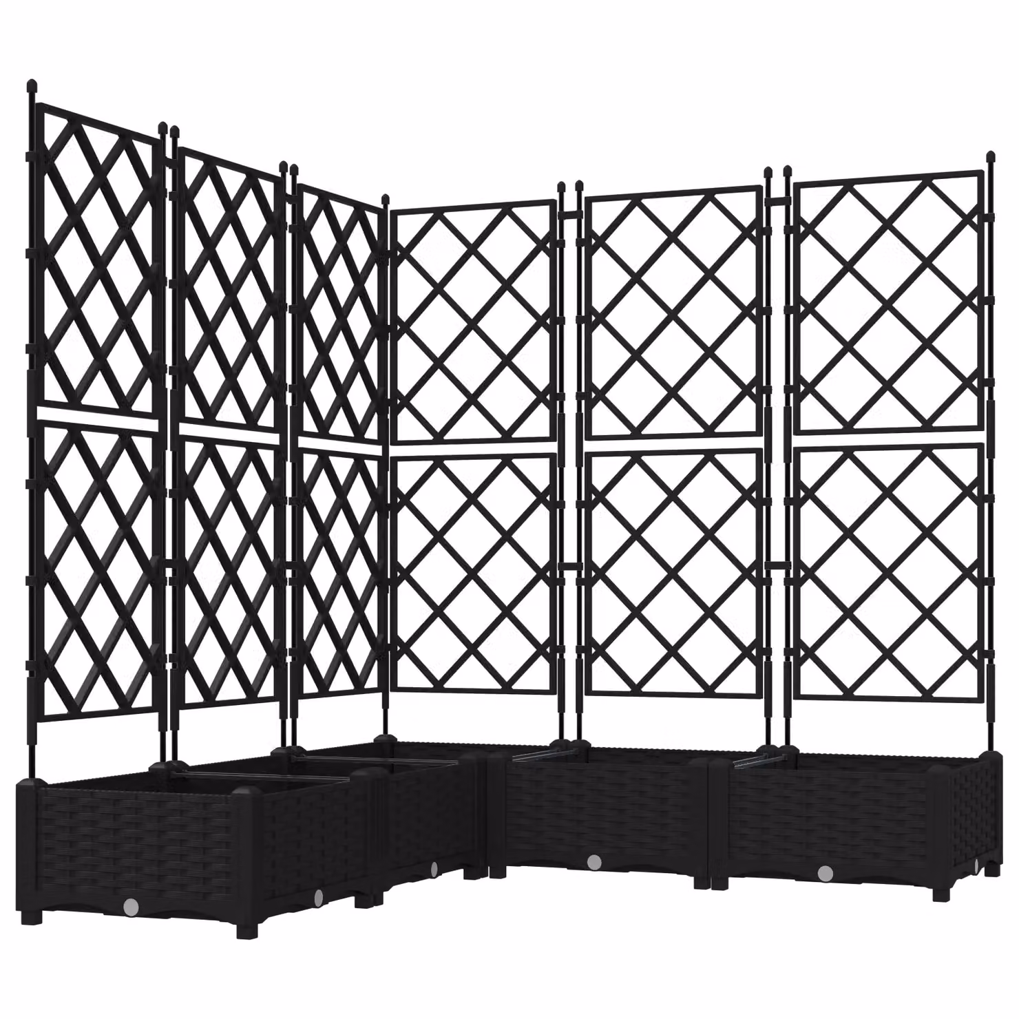 Berkfield Home Garden Planter with Trellis, 5 Piece Set, Black, W/D/H: 120 x 120 x 125.5 cm – 2