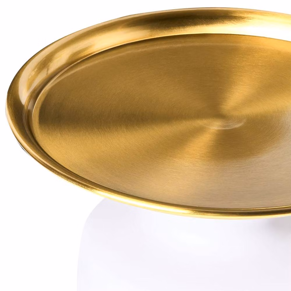 Wyld and Coco Glamour Round Metal Side Table in White and Gold – 3