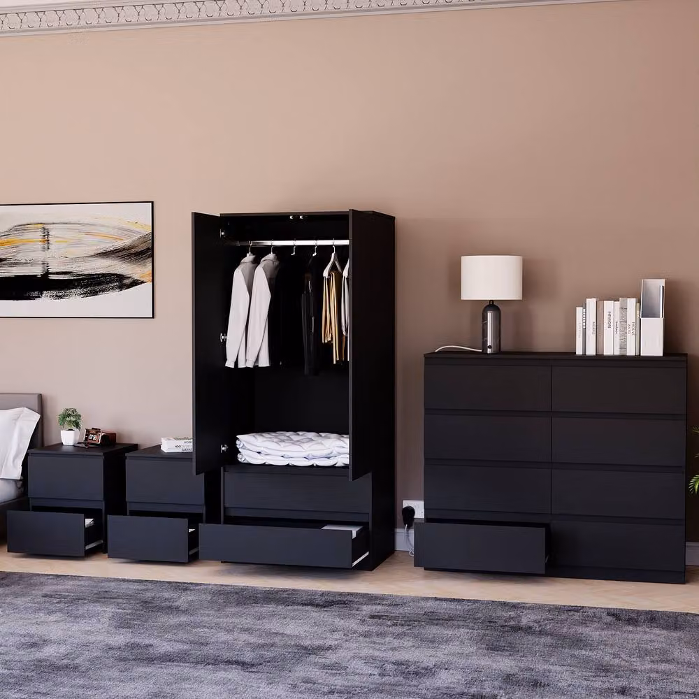 Vida Designs Modern Black 4 Piece Bedroom Set – 2