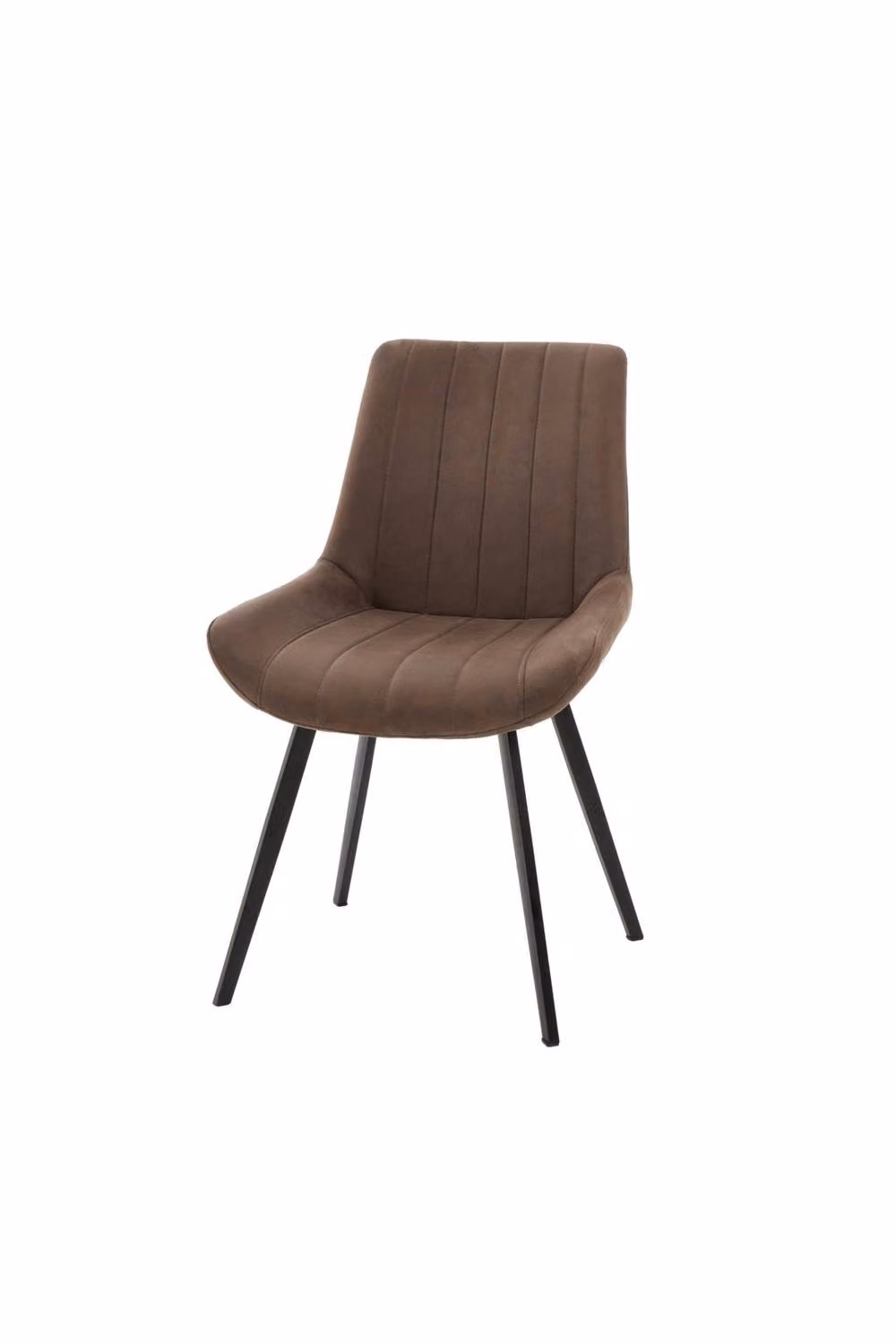 KDMD Malmo Channel Stitched Dining Chair in Coffee Brown with Black Metal Legs – 2