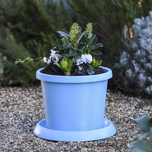 Garden Gear Mayan Blue Flowerpot with Saucer, Blue, W/D/H: 42 x 42 x 31 cm – 2