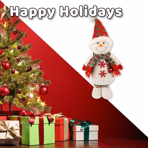 VFM e-Store Christmas Standing Snowman Plush Decoration in White and Green, H 41.5 cm x W 21.5 cm – 4