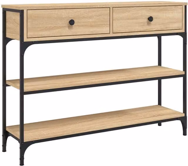 Berkfield Home Sonoma Oak Console Table in Light Oak, W/D/H: 100 x 25 x 75 cm