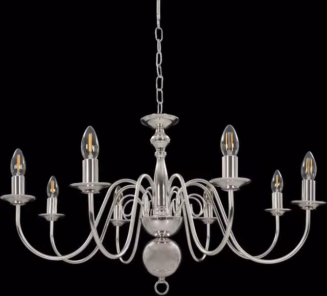 Berkfield Home Elegant Silver Chandelier with 8 x E14 Bulbs – 1