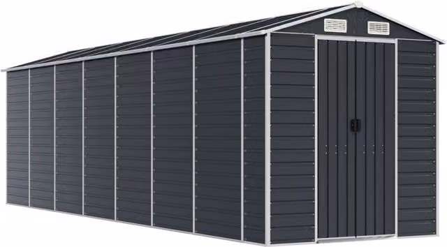 Berkfield Home Anthracite Galvanised Steel Garden Shed with Side Vent, W/D/H: 191 x 640 x 198 cm