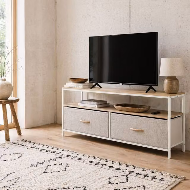 Wyld Haus Rare Elha TV Cabinet in Maple and Light Grey